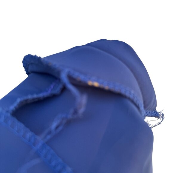 Vintage Womens Navy Blue Long-Sleeve Pleated V-Neck Flowy Semi Sheer Midi Dress - Picture 9 of 9